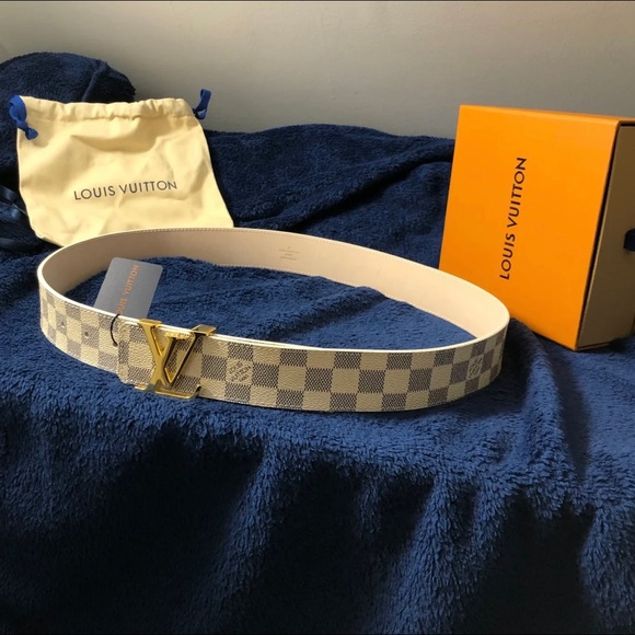 Louis Vuitton white and grey checkered Gold Buckle - Picture 2 of 5